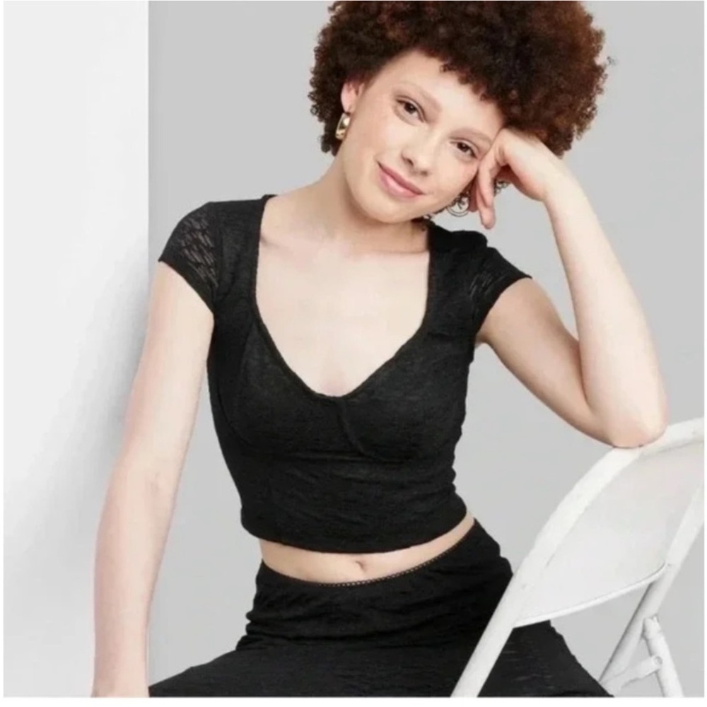 NWT Wild Fable Black Lace Bustier Top - Picture 1 of 7